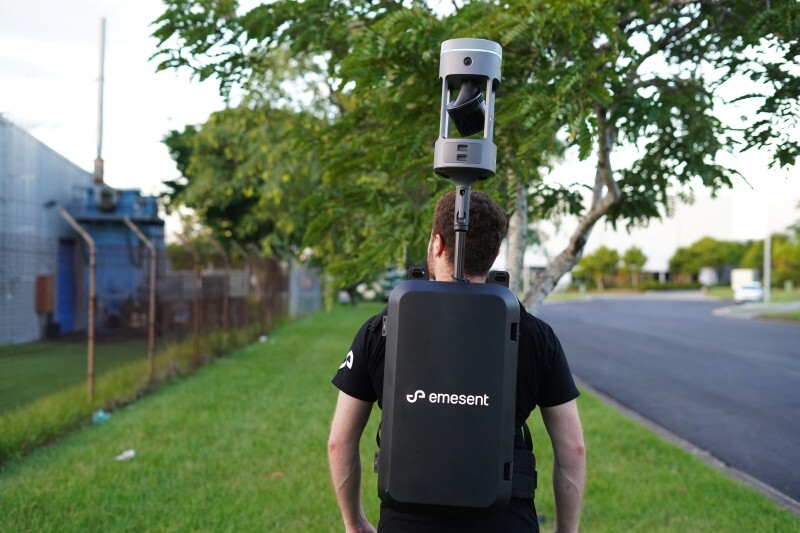 Emesent GX1 mobile mapping scanner capturing building interior for Scan-to-BIM workflow